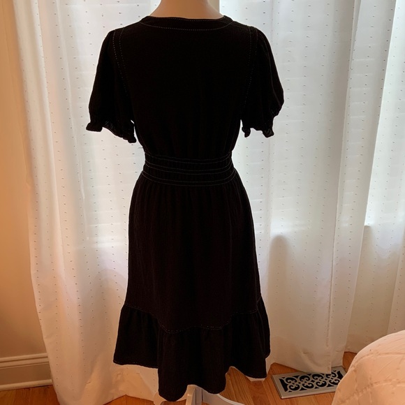 Max Studio Black Midi Dress with Ruffle Sleeves